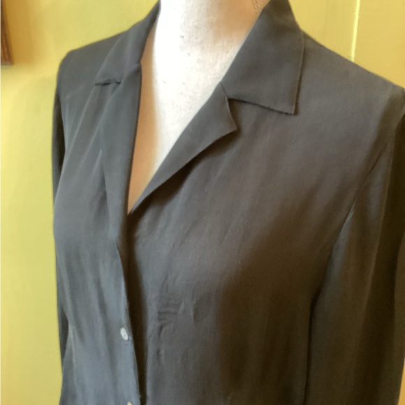 Jones New York Pretty Black Silk Long Sleeve Blouse Size 12 - Picture 2 of 10